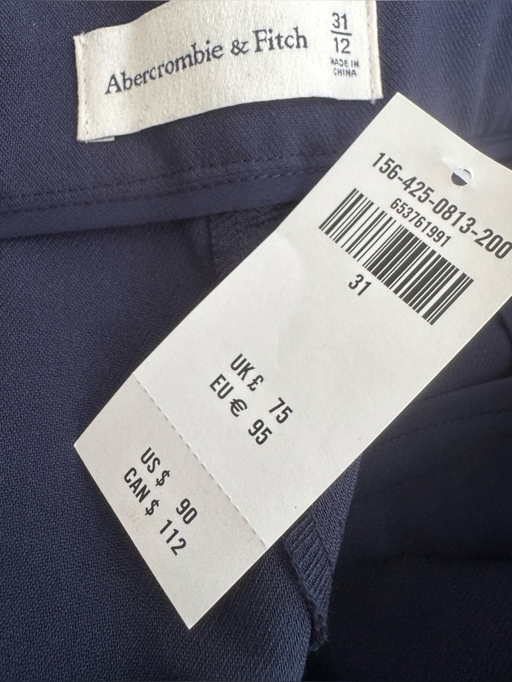 Abercrombie & Fitch Sloane Tailored wide leg Pant in Navy size 31/12 - Picture 4 of 8